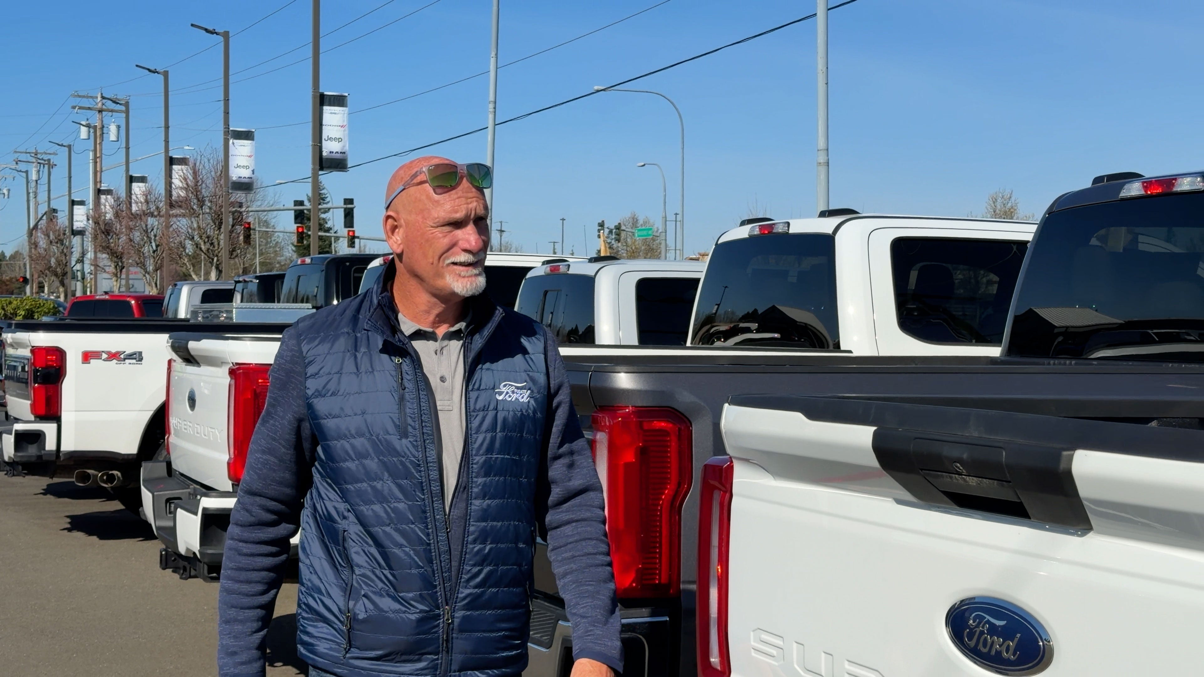 Jay Buhner with Ford trucks at Fugate Ford