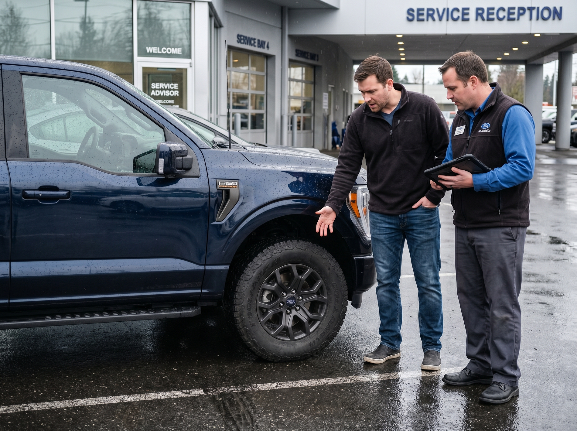 Service advisor discussing an urgent vehicle concern